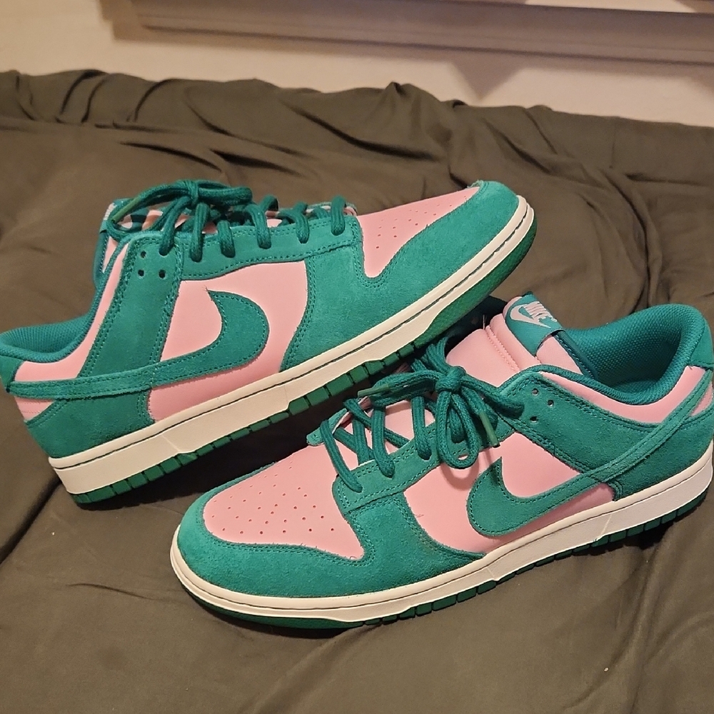 Nike "Dunk Low"  Teal and Pink Men's Sneakers